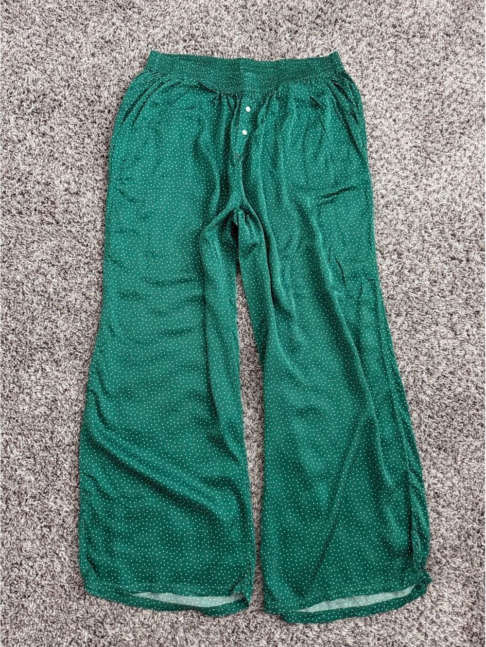 AERIE Green Polka 100% Viscose Pajama Lounge Pants Women's Size L Short